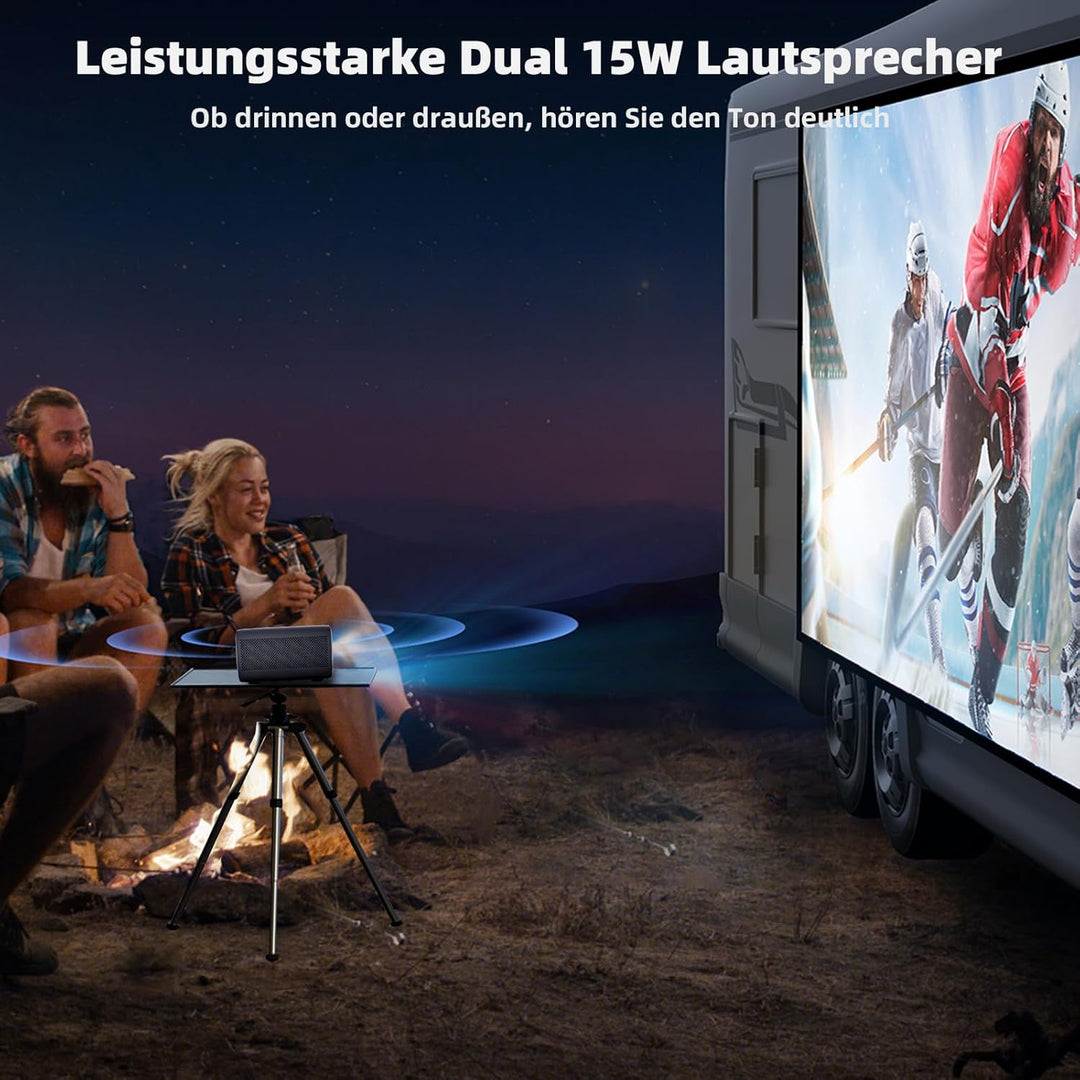 CASIRIS Omnistar Beamer Set mit 100'' Leinwand | 1500 ANSI | Auto Fokus | 1080P Full HD mit 4K Unter