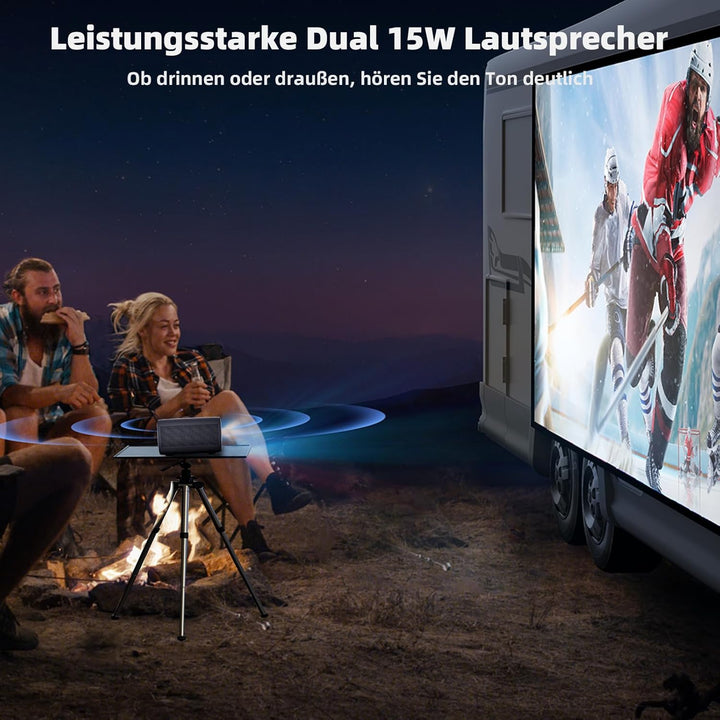 CASIRIS Omnistar Beamer Set mit 100'' Leinwand | 1500 ANSI | Auto Fokus | 1080P Full HD mit 4K Unter
