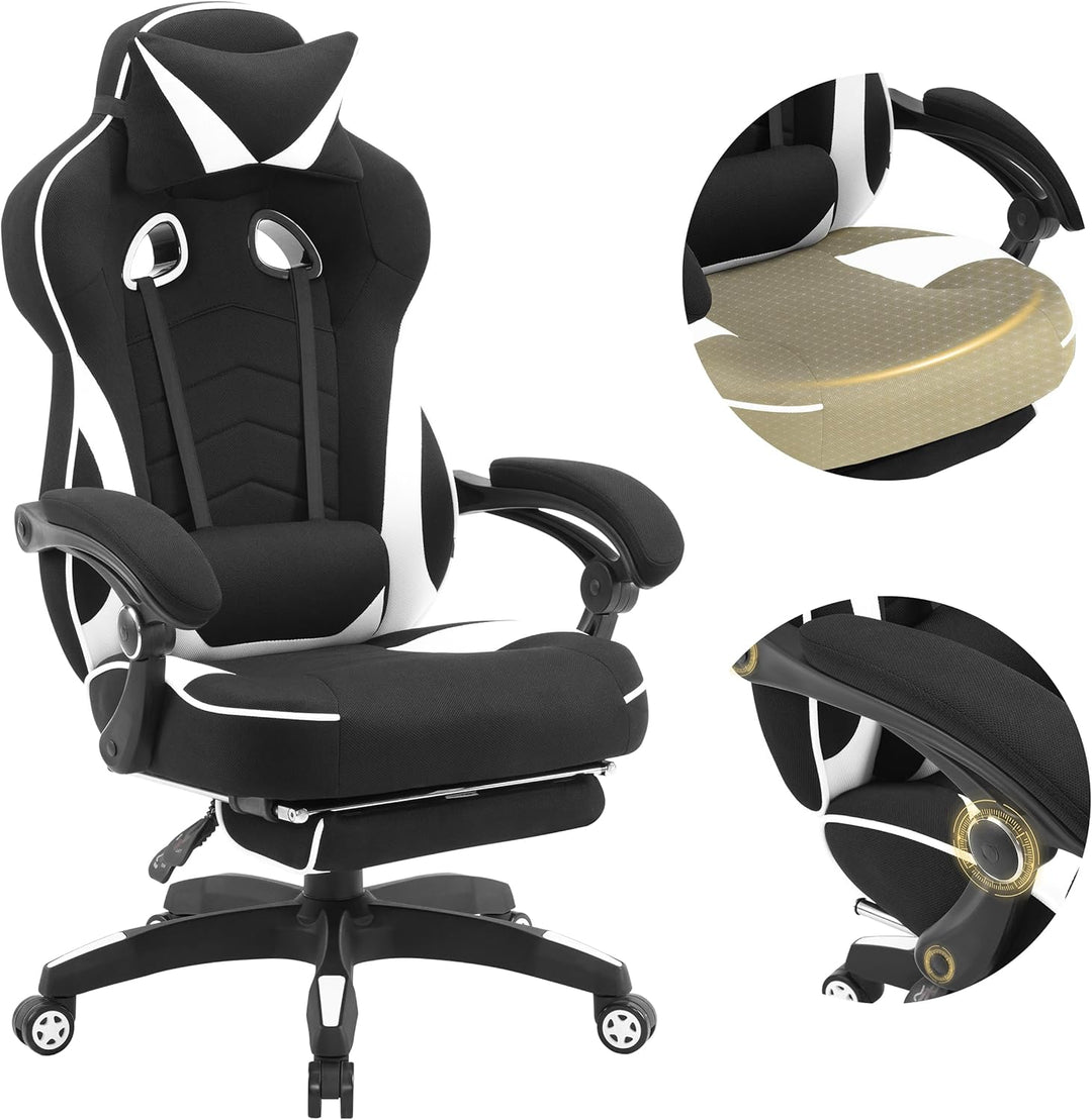 WOLTU Gaming Stuhl Racing Stuhl Bürostuhl Chefsessel Schreibtischstuhl Sportsitz mit Kopfstütze und