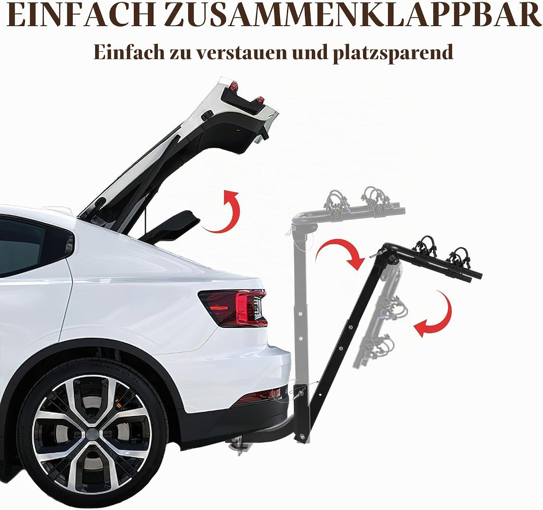 Fahrradträger für 2 Fahrräder, Kfz-Fahrradträger mit Anhängerkupplungsspanner, Gurte, für Autos, LKW