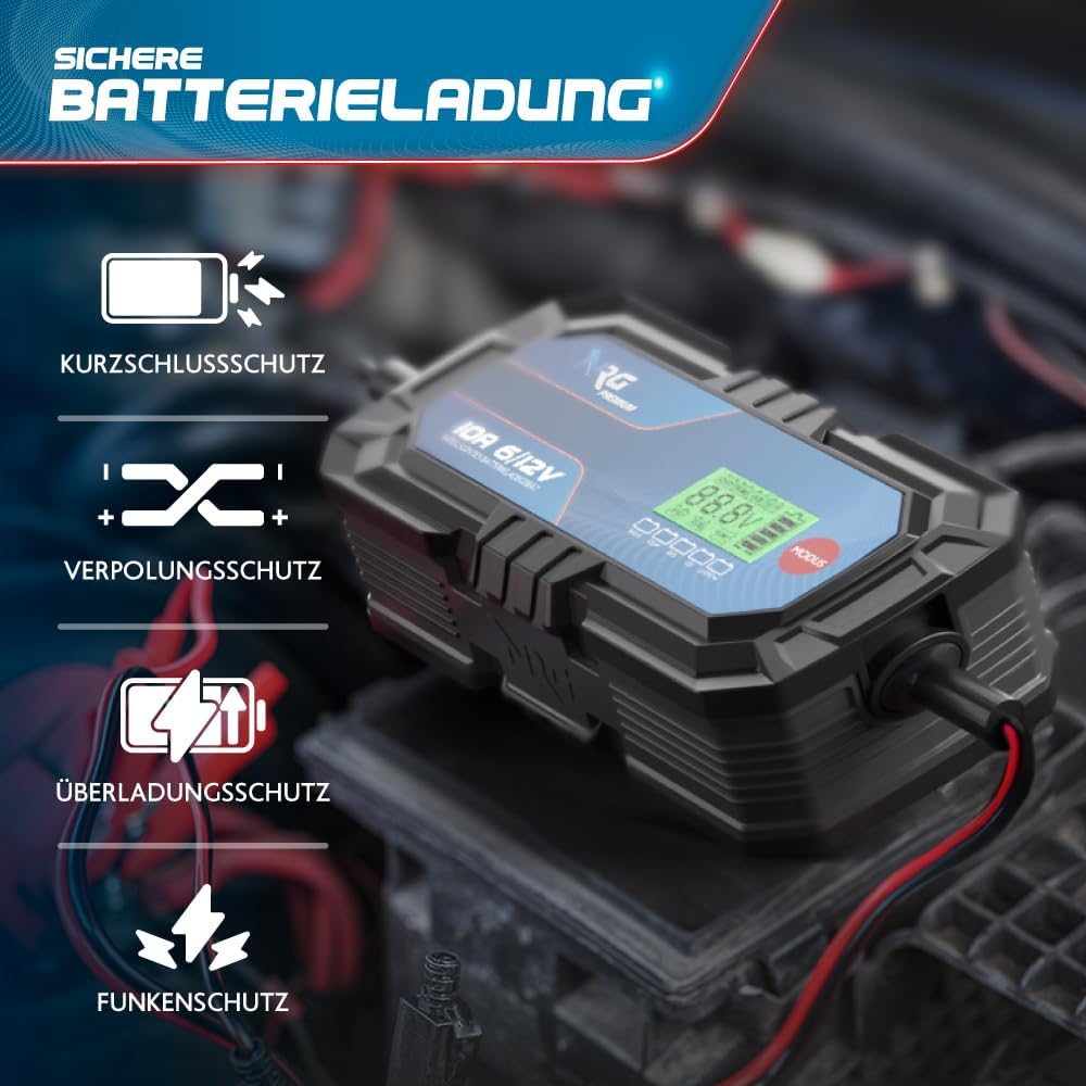 LiFePO4 Ladegerät 12V/6V 10A Batterie Auto LKW Batterieladegerät Lithium-Eisenphosphat-Ladegerät Ble