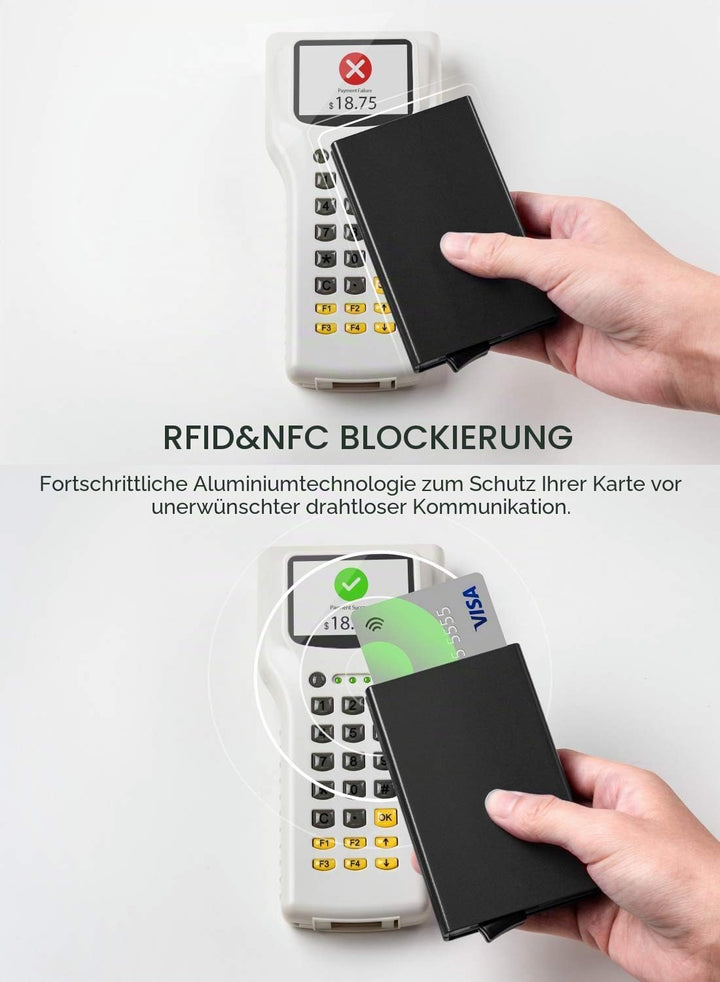 VULKIT Kartenetui Metall mit RFID NFC Schutz Karten Geldbörse Herren Geldbeutel Doppelt Karten Etui