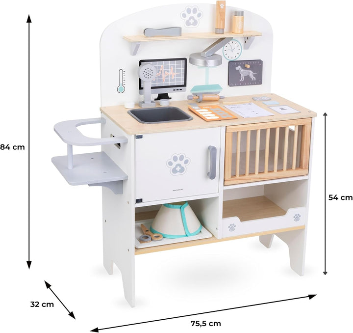 mamabrum Tierkrankenhaus aus Holz – Komplettes Tierarzt Spielset für Kinder ab 3 Jahren - Holz Tiera