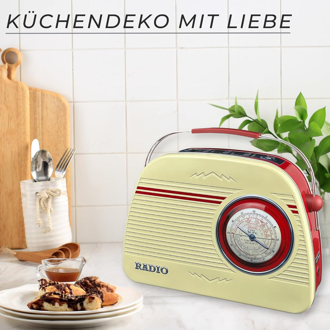 Runde Radiodose beige gross - Aufbewahrungsdose, Keksdose, Blechdose - lebensmittelecht - Vol. 3,0l
