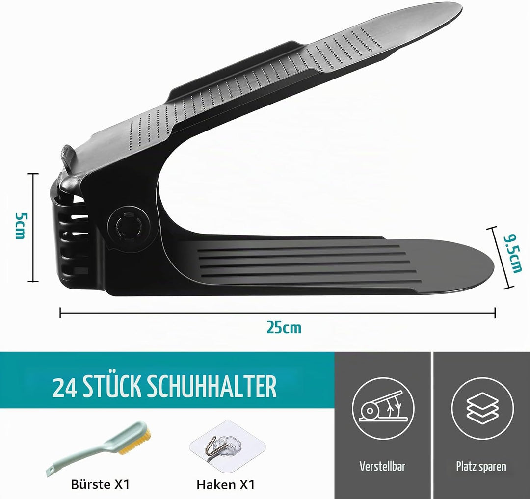 UCAMP Einstellbare Schuhregale,24 Stück Rutschfest Schuhstapler Doppelschicht Schuhhalter Platzspare