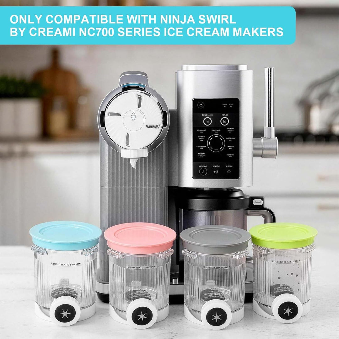 4 Stück Creami Swirl Becher für Ninja Swirl by CREAMi Softeis- & Eismaschine, 16 oz Behälter für Nin
