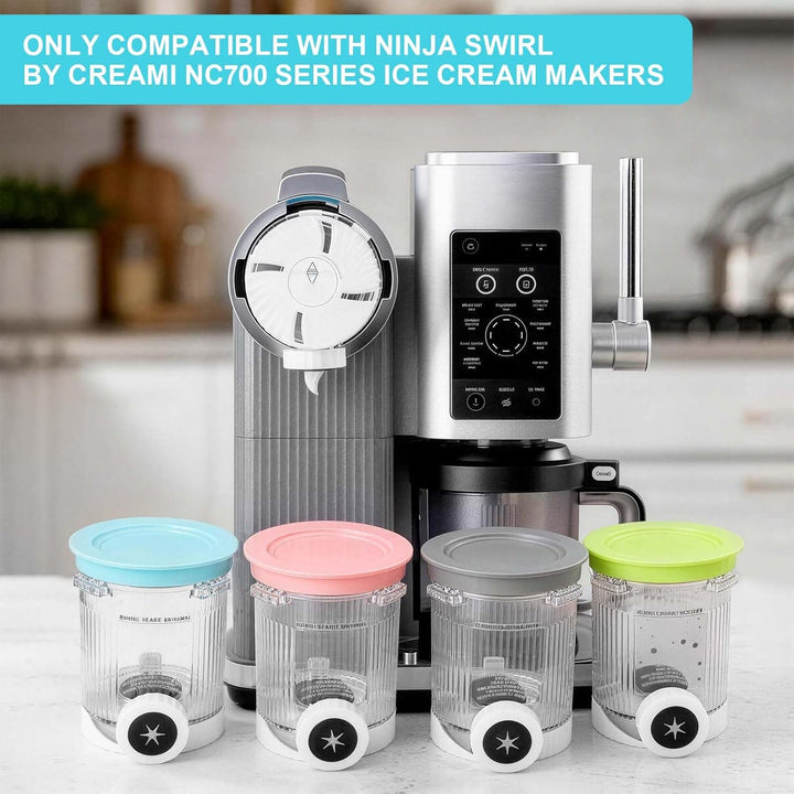 4 Stück Creami Swirl Becher für Ninja Swirl by CREAMi Softeis- & Eismaschine, 16 oz Behälter für Nin