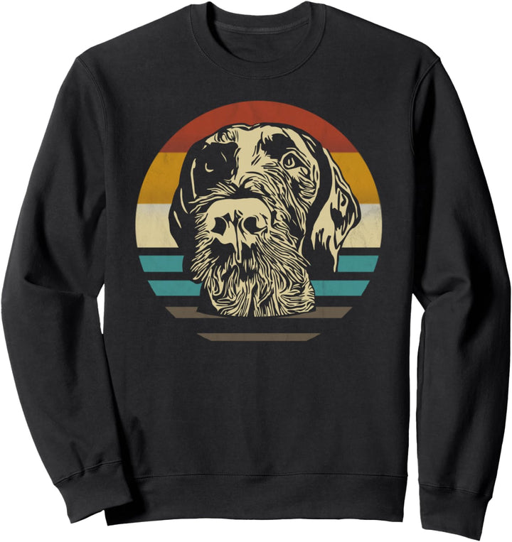 Deutsch Drahthaar Jagdhund Jäger Hund Hundekopf Bart retro Sweatshirt