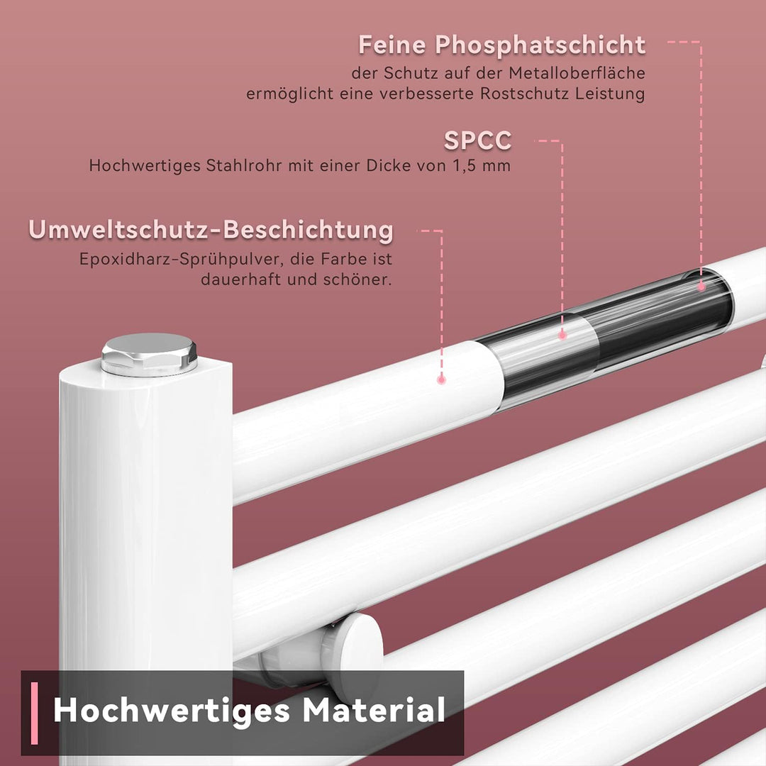 ELEGANT Badheizkörper Handtuchtrockner 1600 x 500mm Handtuchhalter weiss vertikal Handtuchheizkörper