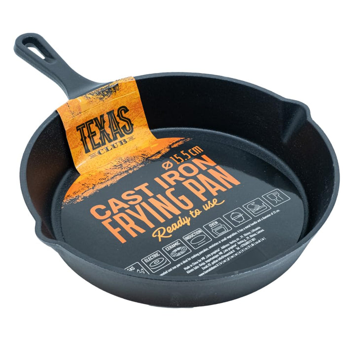 TEXAS CLUB Bratpfanne aus Gusseisen, 15,5 cm – Ideal zum Zubereiten von Pfannkuchen, Omeletts oder k