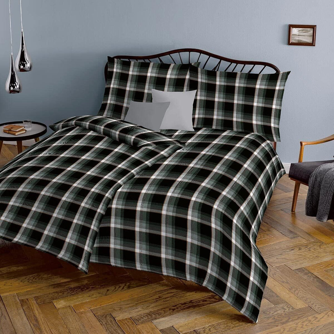 fleuresse gewebte Edelflanell Bettwäsche Lech Bomaderry schwarz-weiss 1 Bettbezug 135 x 200 cm + 1 K