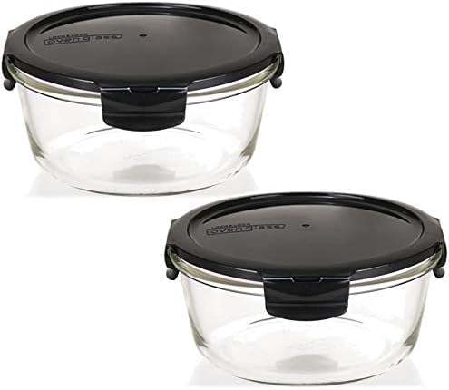 Lock & Lock Boroseal Lebensmittelbehälter aus Glas, 2er-Set, rund, mit Deckel für Backofen, Mikrowel