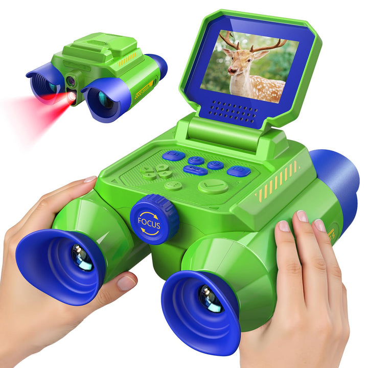 Acoath Fernglas für Kinder, 10-facher Optischer Zoom mit Nachtsich, Kamera mit Foto- & Videofunktion