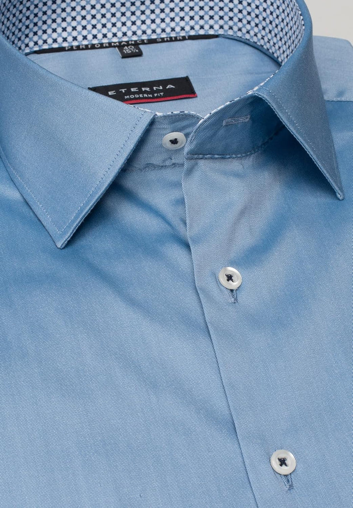 ETERNA Modern Fit Performence Hemd Langarm Twill weiss 40 Blau, 40 Blau