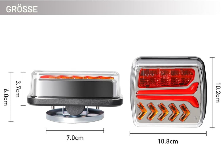 AOHEWEI Kabellose Anhänger Rückleuchten LED Magnetische LKW Rückleuchten Kabel Gratis 12V ECE Zulass