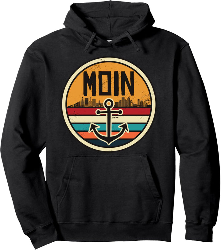 Moin Cooler Spruch Hafen Anker See Meer Segeln Ihr Nacken Pullover Hoodie