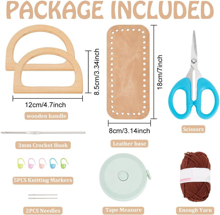 FREEBLOSS Komplettes Häkelset, Häkeltaschen Starter Set Mit Schritt Für Schritt Anleitung, Häkeltasc