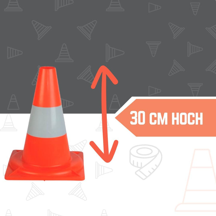 20 Stück Verkehrskegel Reflektierend orangefarbener - Warnkegel HDPE - 33 cm hoch