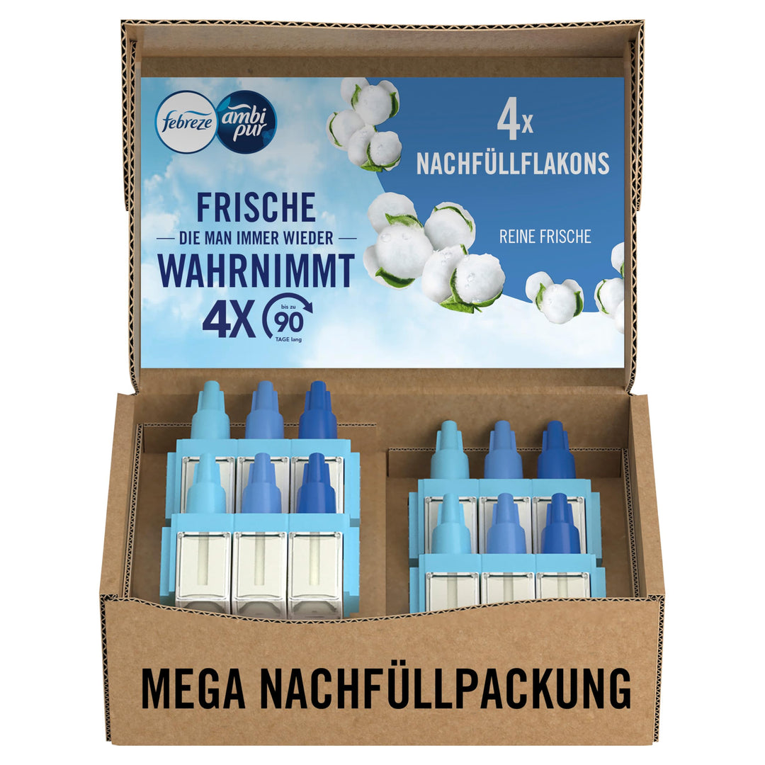 Febreze 3Volution Duftstecker Nachfüllflakon 80 ml Reine Frische, 3 Abwechselnde Düfte Bekämpfen Ger