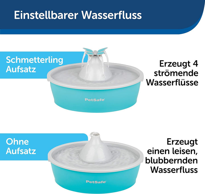 PetSafe Drinkwell Butterfly Trinkbrunnen für Katzen und kleine Hunde, BPA-freier Kunststoff, 1,5 Lit