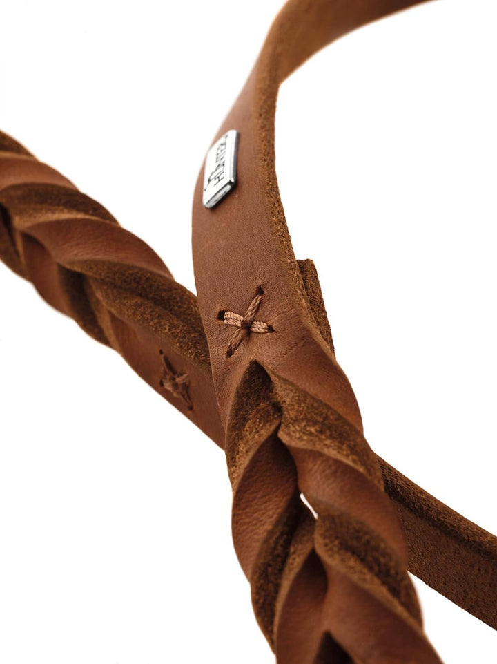 HUNTER SOLID EDUCATION Verstellbare Hundeführleine, Leder, geflochten, robust, weich, 1.3 x 200 cm,