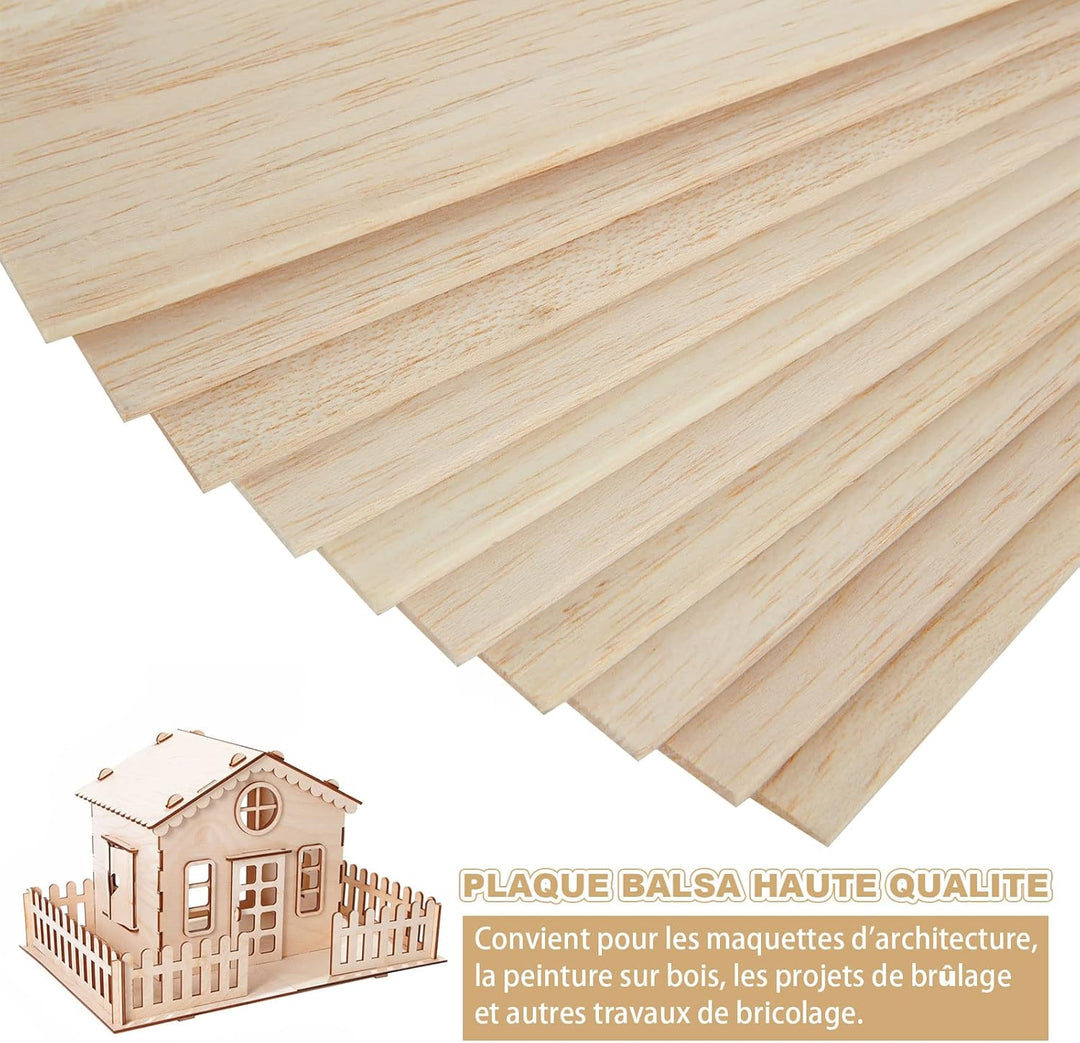 SENENQU 12 Stück Balsaholz Platten Holzplatten 3mm x 300mm x 210mm - A4, Balsaholz 3mm Modellbau, Ba