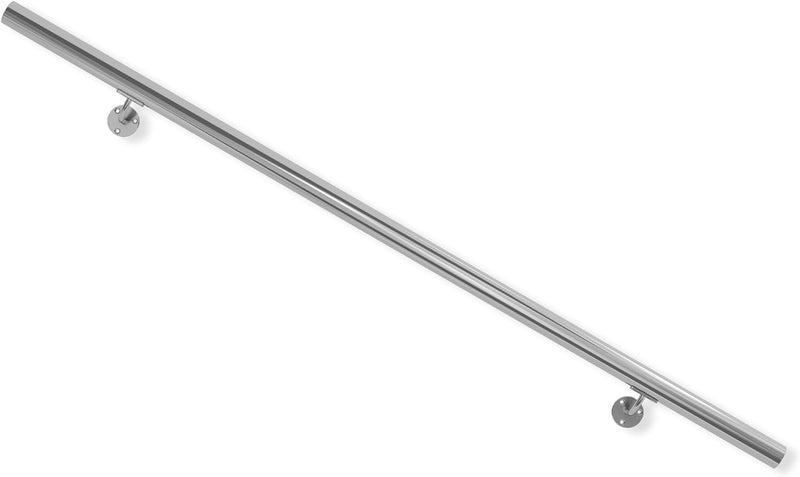 DOLLE Edelstahl Handlauf | Handlaufset 150 cm (kürzbar)| inkl. Halterung V2A | Ø 42,4 mm | Wandhandl