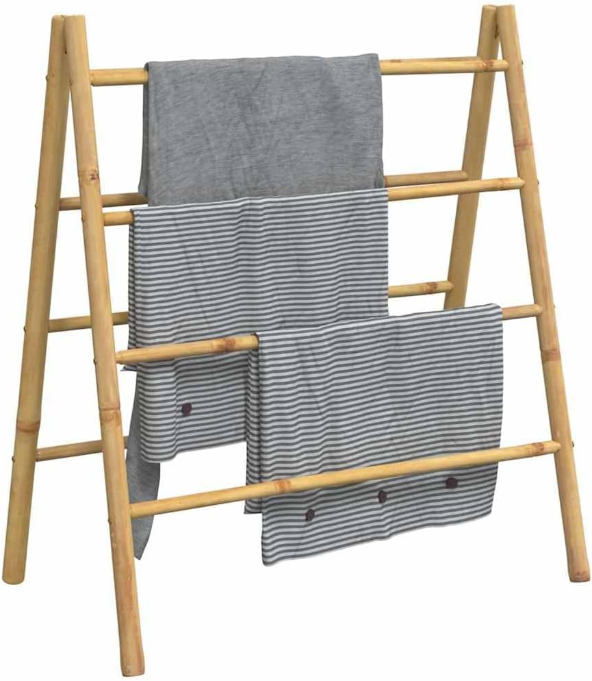 INLIFE Doppel-Handtuchleiter mit 4 Sprossen 90x50x100 cm Bambus,Heim &amp; Garten,Badzubehör,Handtuchhal