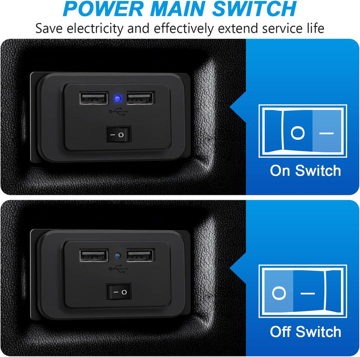 2 Stück Kfz-Ladegerätestecker, Dual USB, 4,8 A, mit Schalter, 12 V/24 V, USB-Bedienfeld, Schnelllade