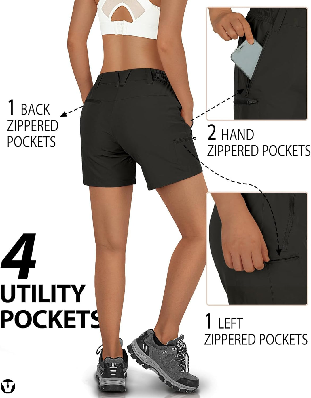 Outdoor Ventures Kurze Hose Damen UPF50+ UV Schutz Wander Shorts Sommer Leicht Trekking Shorts Stret