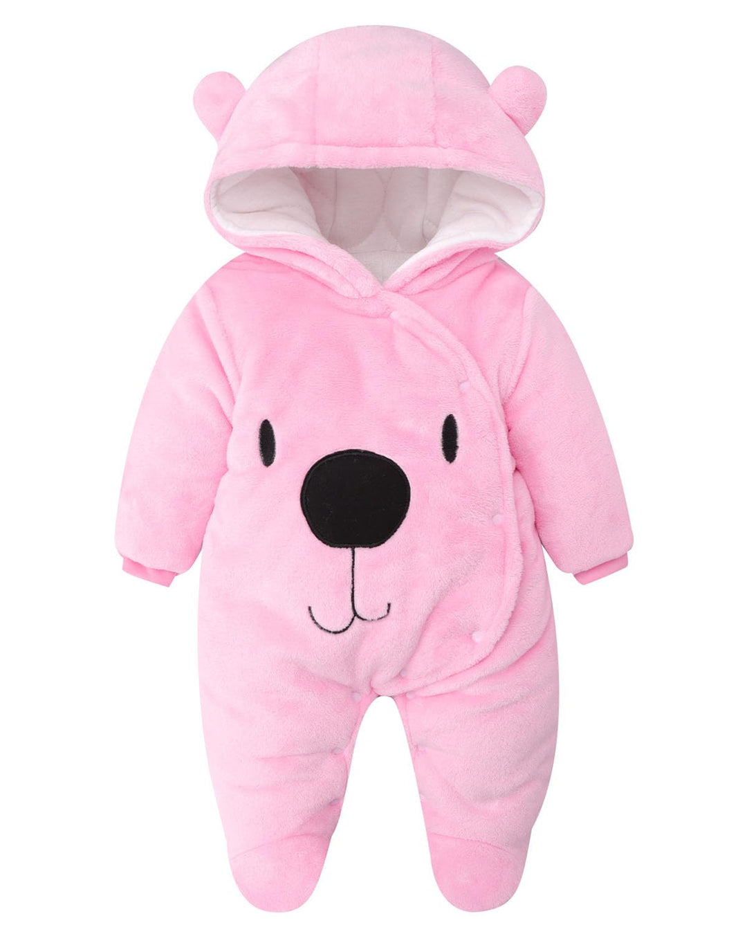 Baby Overalls mit Kapuze Winter Flanell Strampler Spielanzug mit Füsse Karikatur Jumpsuit, 0-3 Monat