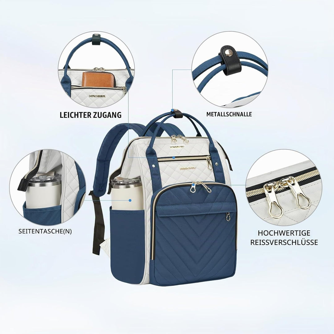 KROSER Laptop-Rucksack Damen 17 Zoll Business Reiserucksack Wasserdicht mit Hartgeschältem Sicherhei