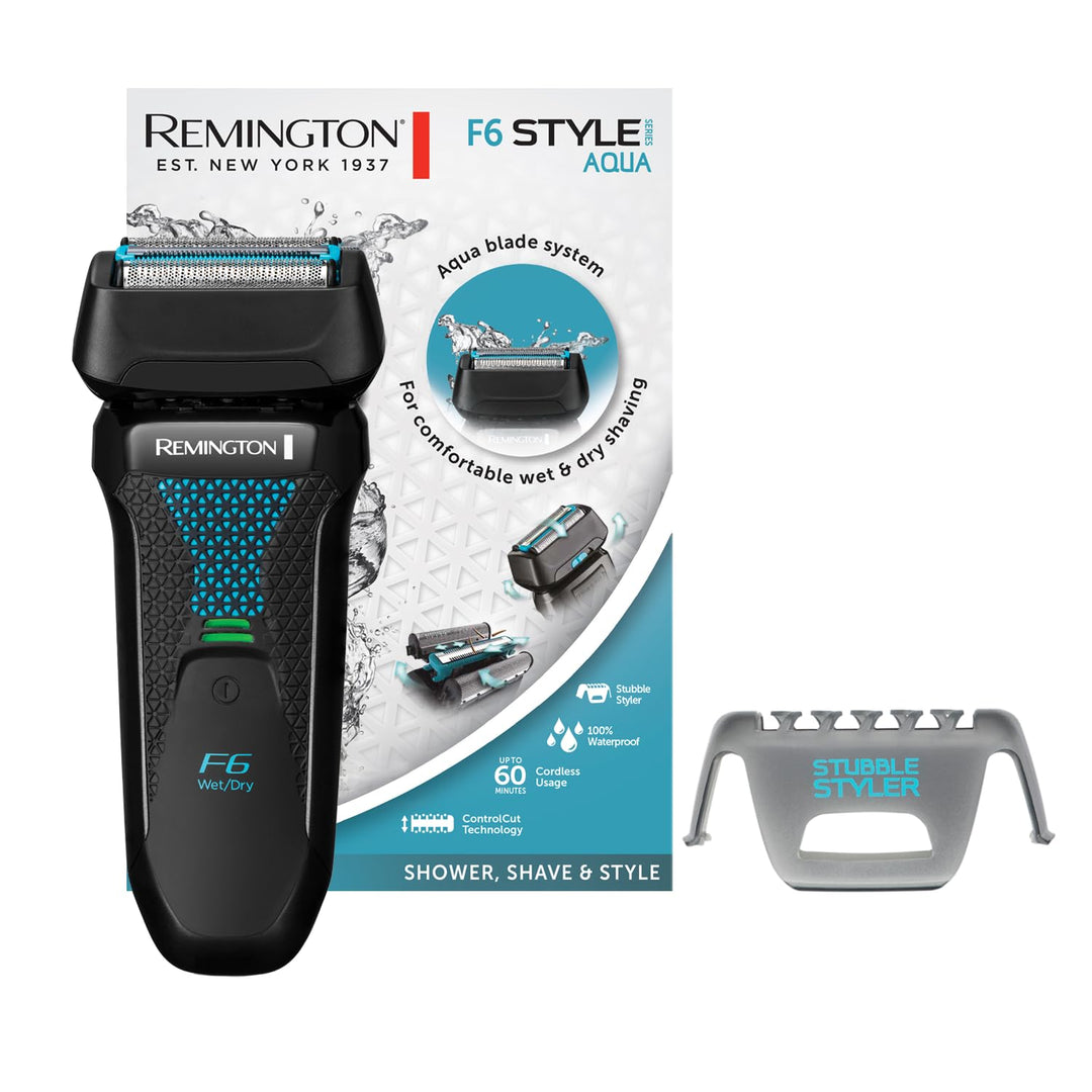 Remington Rasierer Herren Elektrisch F6 Aqua (Nass- &amp; Trocken- Rasierapparat, 100% Wasserdicht, ausk