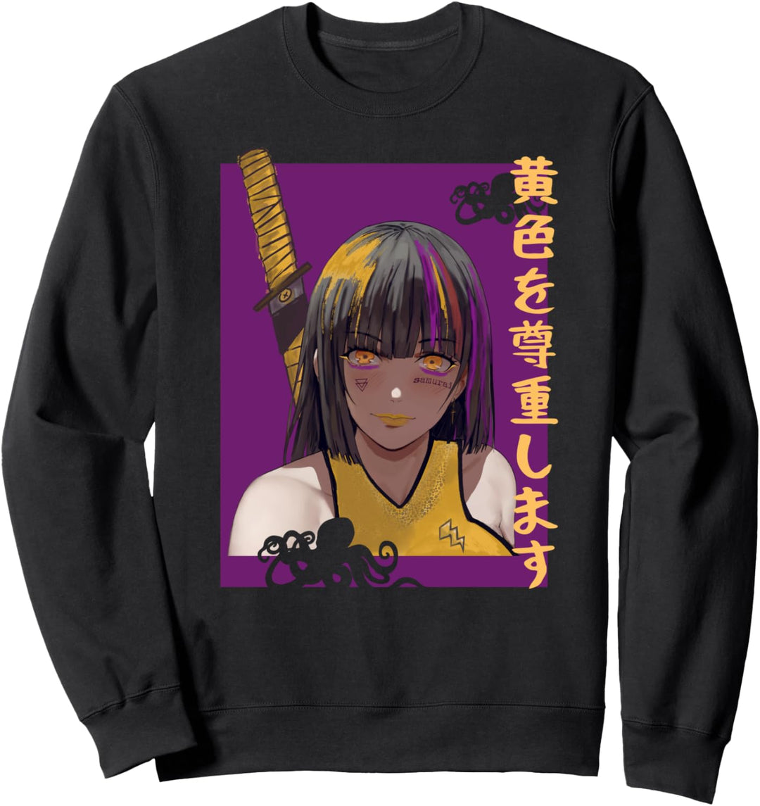 Otaku Fashion, Japanese Aesthetic Anime Waifu Samurai Girl Sweatshirt