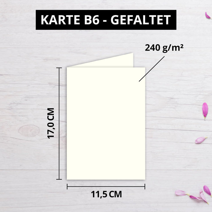 50 Faltkarten B6 - Natur-Weiss - PREMIUM QUALITÄT - 11,5 x 17 cm - sehr formstabil - für Drucker gee