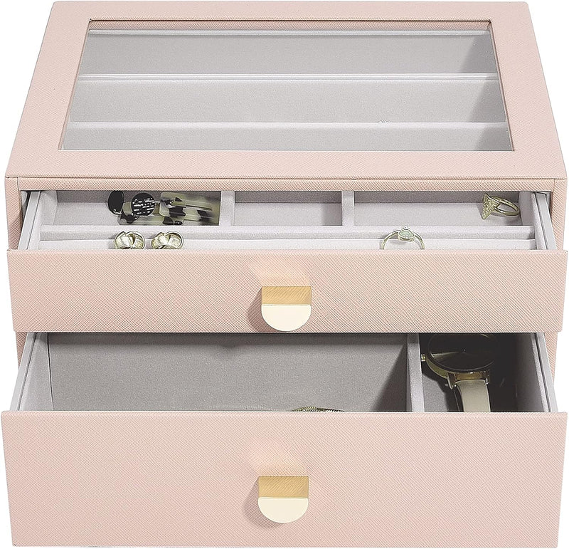 Stackers Blush Classic Jewellery Box - Set of 2 (with drawers) Blush Pink, Blush Pink