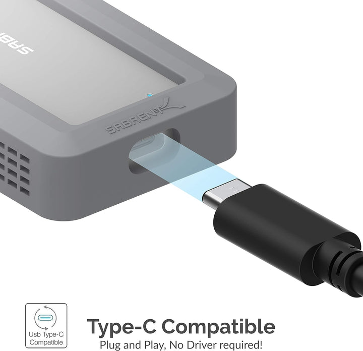 SABRENT M.2 SSD Robustes wasserdichtes Gehäuse, USB C 3.2 Gen 2 auf NVMe SSD, Aluminium Externes M2