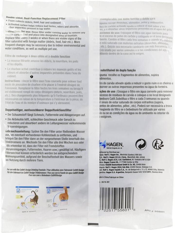 Catit 43747w Blumentrinkbrunnen 3l Mit Led & 55601 Ersatz-Reinigungsfilter 3er Pack für 3 L Trinkbru
