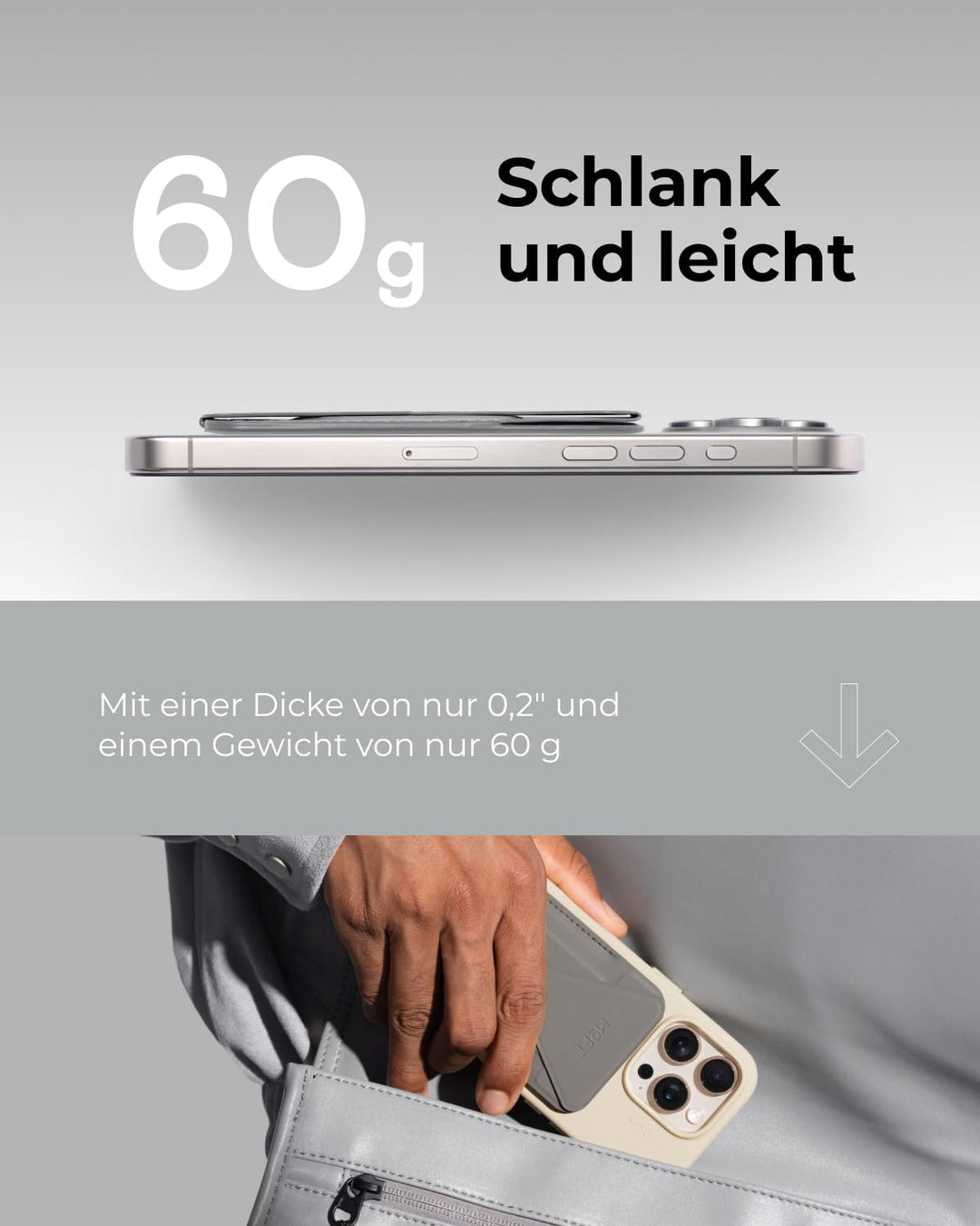 MOFT Magnetischer Wallet Ständer für iPhone 16/15/14/13/12 Serie Kompatibel mit MagSafe, MOVAS Vegan