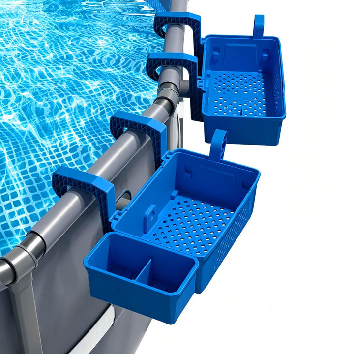 Pool Aufbewahrungskorb Set inklusive Kunststoff Pool Korb Pool Getränkehalter Hot Tub Zubehör Multif