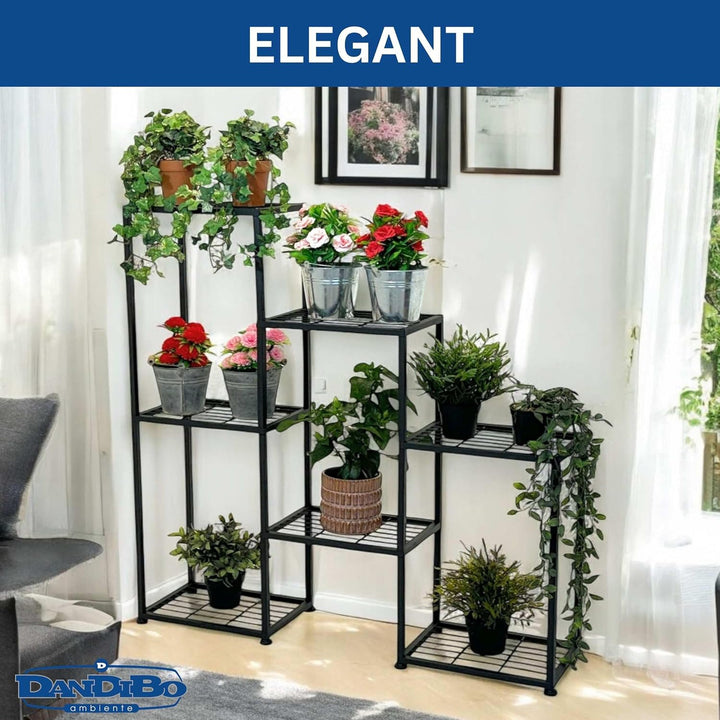 DanDiBo Blumenregal indoor Metall Schwarz 6 Ebenen 96578 Blumentreppe Modern Pflanzentreppe Design P