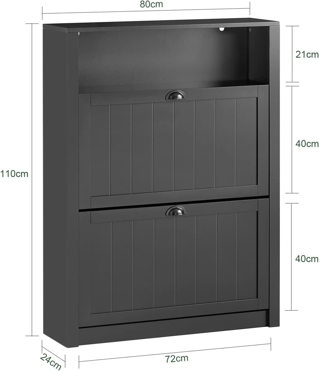 SoBuy FSR87-SCH Schuhkipper Schuhschrank schmal mit 2 Klappen Schuhregal mit 4 Ablageflächen Schuhko
