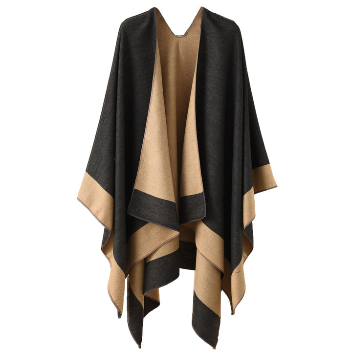 Kuukaas Poncho Damen Winter Warm Cape Schal Damen Open Front Strick Poncho Winter Damen 130 * 160 CM