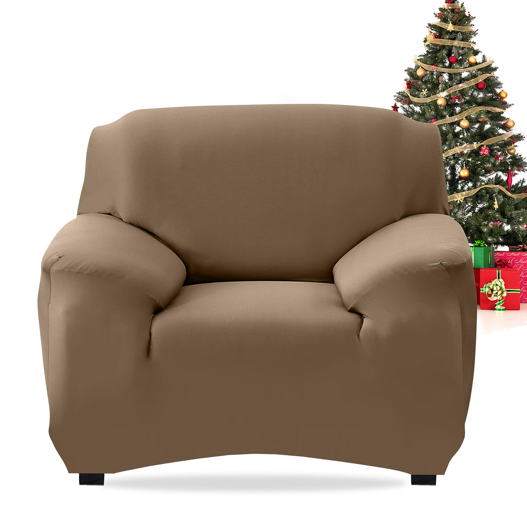 FIGOOO Sofabezug 1 Sitzer Stretch Sofabezüge mit Armlehnen Spandex Couchbezug Modern Anti-Rutsch Was