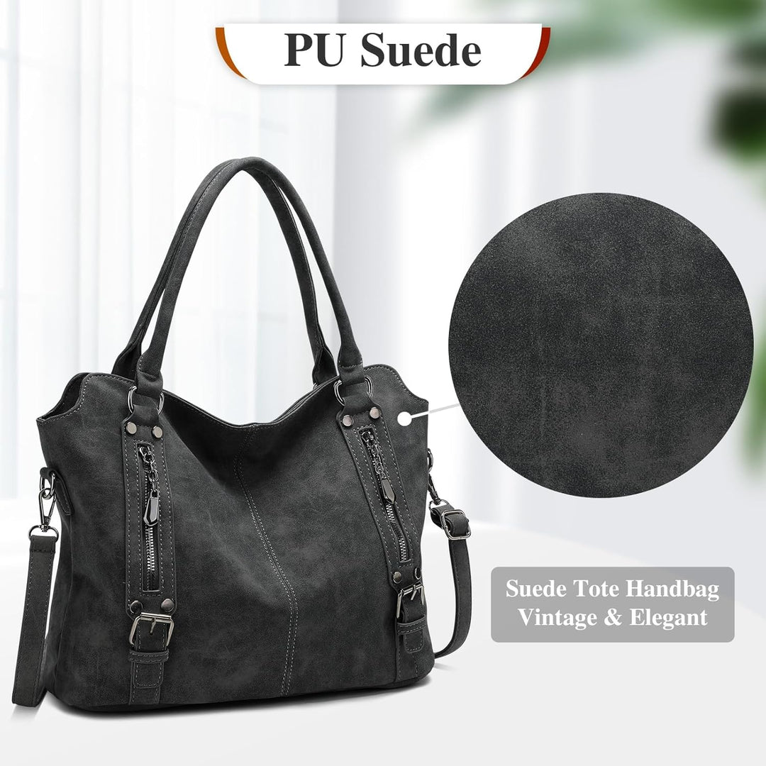 VINBAGGE Damen Handtasche PU Leder Henkeltasche Shopper Tasche Vintage Weiches Umhängetasche Schulte