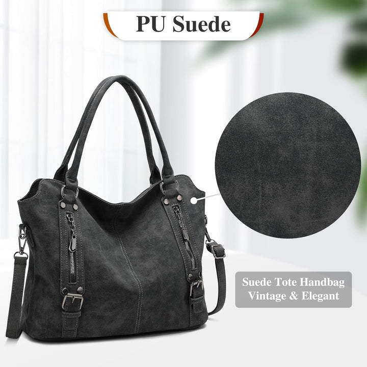 VINBAGGE Damen Handtasche PU Leder Henkeltasche Shopper Tasche Vintage Weiches Umhängetasche Schulte