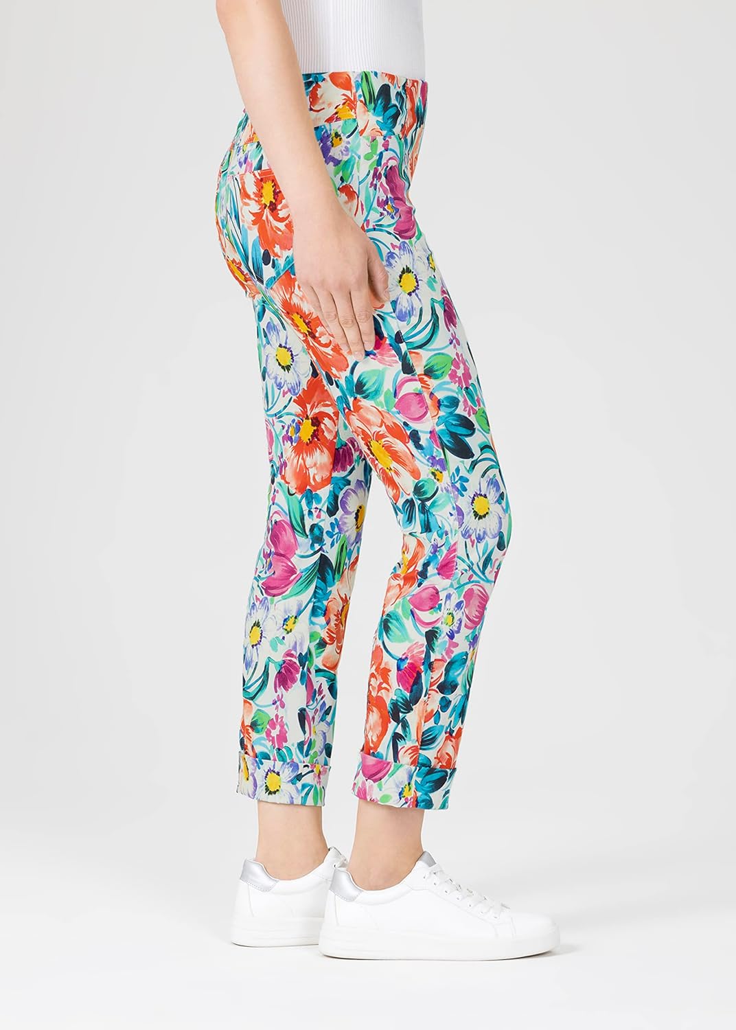 Stehmann, Igor-682 Sportive 6/8 Hose mit Allover Blumenprint, Aufschlag und Gesässtaschen. 42 Fuxia