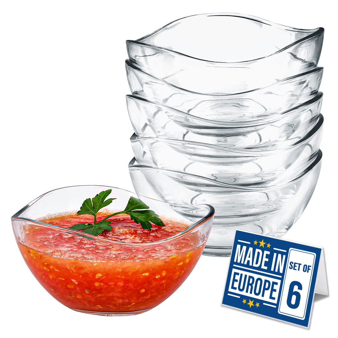 CRYSTALIA Premium Glas Dessertschalen Set 6, 310ml 100% BLEI FREI Stabelbare Glasschalen, Dessertglä