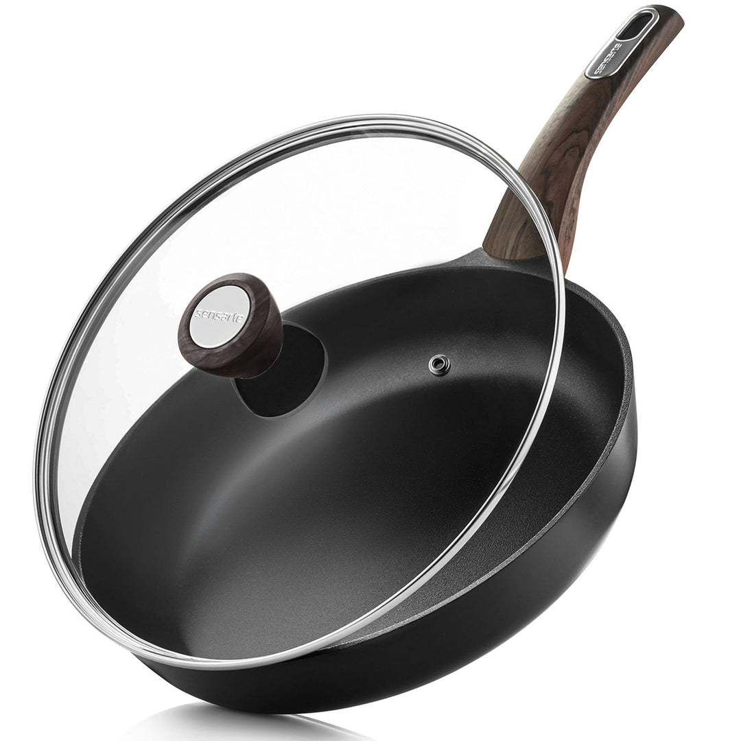 SENSARTE Antihaft Bratpfanne mit Deckel 24cm Antihaft-Eierpfanne Omelettpfanne, Gesunde Küche Kochen