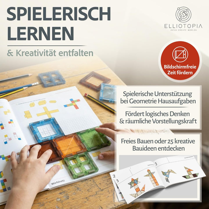 Magnetische Bausteine für Kinder ab 3 Jahren inkl.Auto, 50-teilig -pädagogische Magnetsteine, Montes